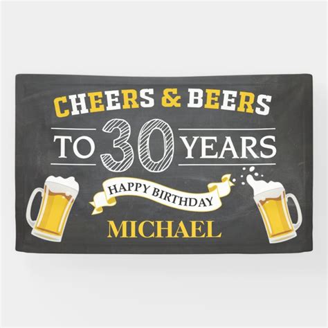 Cheers And Beers Happy 30th Birthday Banner Zazzle