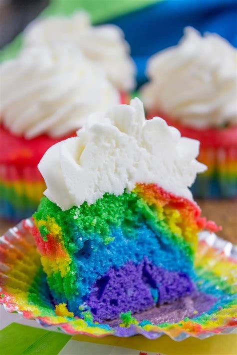 Rainbow Cupcakes With Vanilla Cloud Frosting Dinner Then Dessert