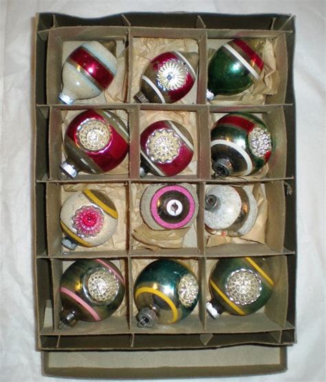 Box Vintage Shiny Brite Christmas Ornaments Set Of Etsy Christmas Ornament Sets Shiny