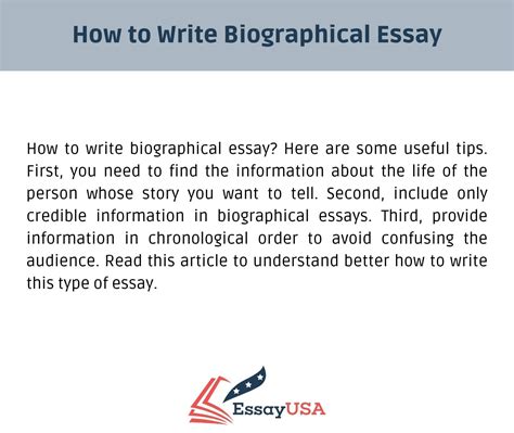 How To Write A Biography Essay And Get An A