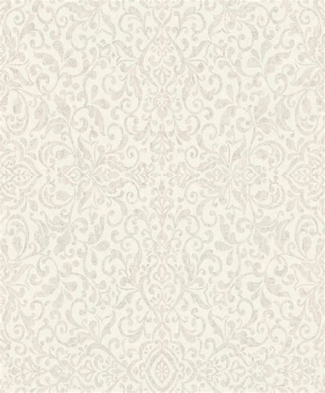 Non Woven Wallpaper Baroque Cream Silver Metallic 296142
