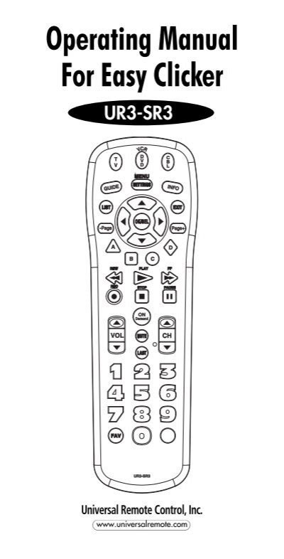 Operating Manual For Easy Clicker Universal Remote Control