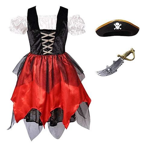 meeyou girls pirate princess costume with hatandsword size l 4 6y mardi gras outfit casual