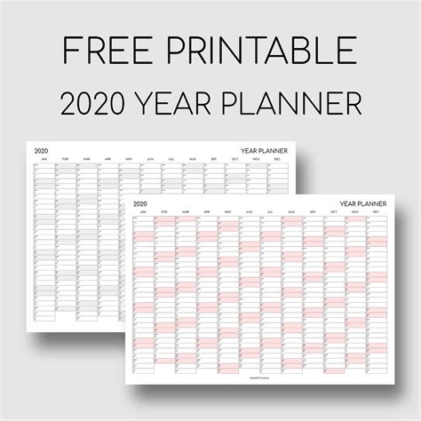 Bobbiprintables — Free Printable 2020 Year Planner Download Here