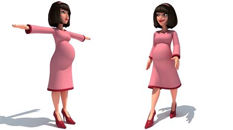 Rigged Cartoon Pregnant Woman 3d Model Youtube