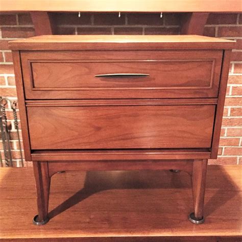 Mirrored dressers and nightstands, front and nightstands with champagne trim detailing. Mid Century Modern Walnut Triple Lowboy Dresser ...
