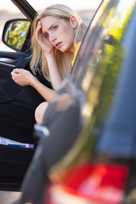 Worried Woman Sat In Car Stock Image Image Of Face 248311115