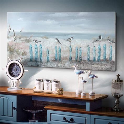 Amatop Large Living Room Wall Art Hand Painted 3d Seascape Canvas Oil