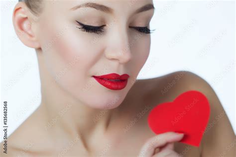 Woman On Valentines Day Stock Foto Adobe Stock