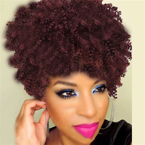 Synthetische Pruiken Kinky Curly Kinky Krullen Pruik Kort Rood Synthetisch Haar Dames Afro