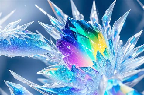 Premium Ai Image Colorful Ice Crystals