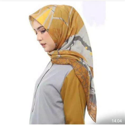 Jual Sale Hijab Motif Cod Mustard Kerudung Voal Motif Segi