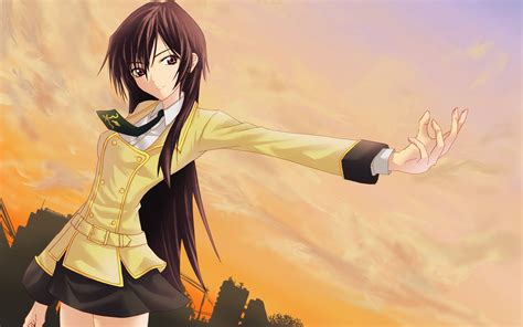 Long Brown Haired Yellow Suit Female Anime Character Hd Wallpaper
