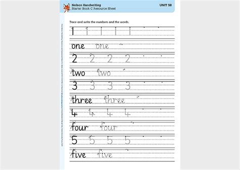 Nelson Handwriting Trace Numbers And Words Oxford Owl For Home