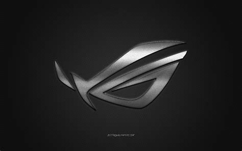 Download Wallpapers Rog Logo Silver Shiny Logo Rog Metal Emblem Rog