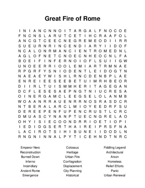 Great Fire Of Rome Word Search