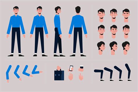 Cartoon Boy Character Template Set Download Free Vectors