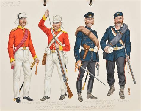 The 57th West Middlesex Regiment Of Foot Officer 1858 Private