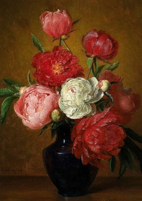 Eduard Gr Tzner Peonies Flower Painting Flower Art Painting