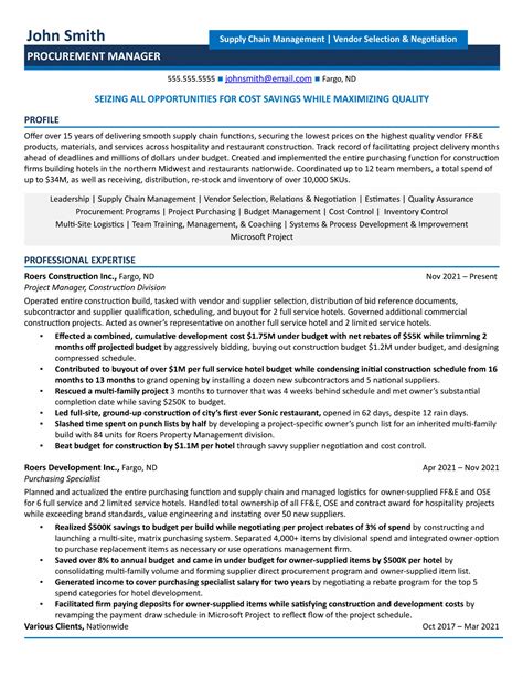 Job Winning Procurement Manager Resume For 2023 Samples