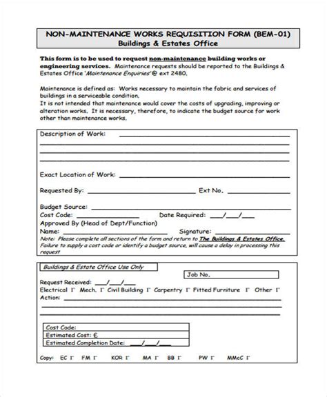 Free 83 Requisition Forms In Pdf
