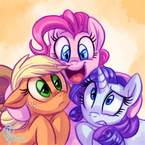 Applejack Pinkie Pie And Rarity Drawn By Rarijack Daily And