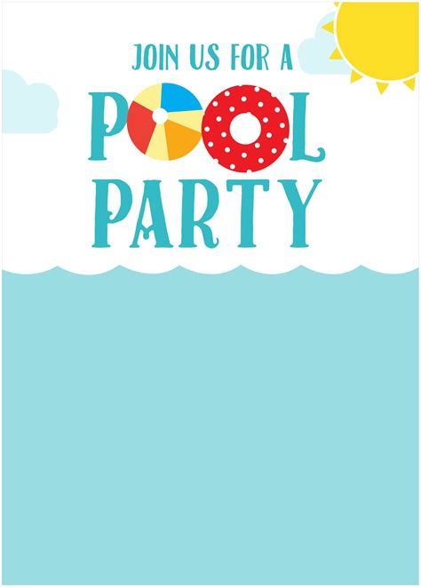 Free Printable Summer Party Invitations Pool Party Invitations