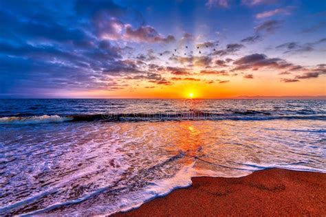 Tropical Beach Inspirational Sunrise Vacation Stock Image Image Of