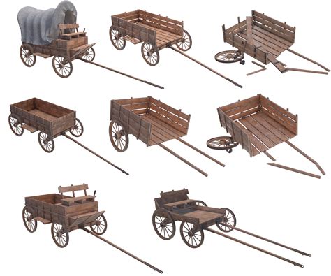 Wooden Wagons 3d Model Cgtrader