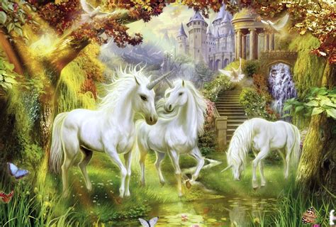 Magical Unicorn Forest Fantasía Unicornio Animales De Fantasía Fondo De