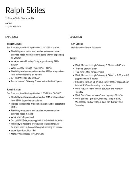 Package Handler Resume Samples | Velvet Jobs