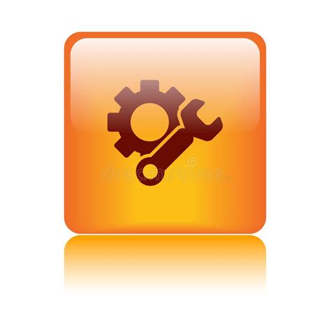 Settings Icon Web Button Orange Stock Illustration Illustration Of