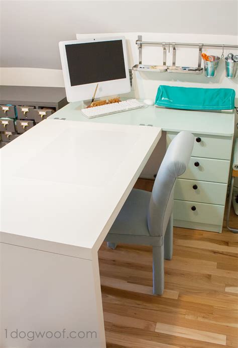 Grab your micke, gruvan, kallax desk and ahck it to match your interior. An Ikea Hack Craft Desk Makeover - One Dog Woof