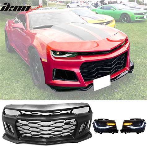 Compatible With 14 15 Chevy Camaro Zl1 Style Front Bumper With Drl Turn