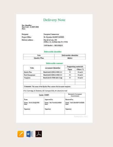 Free 36 Sample Delivery Note Templates In Ms Word Numbers Pages