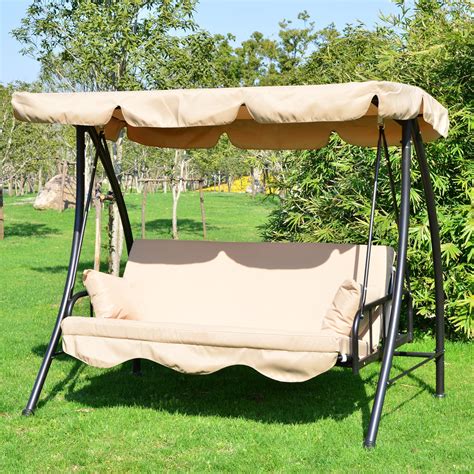 Outsunny 80 Covered Outdoor Porch Swingbed With Frame