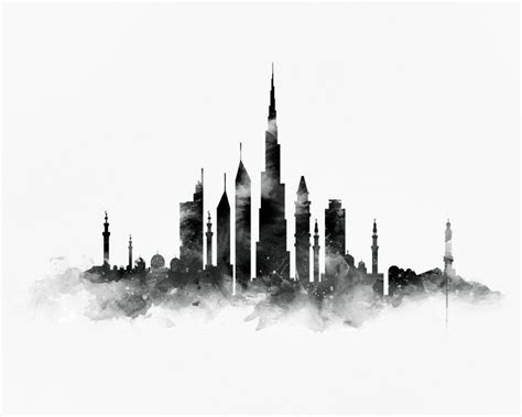 Dubai skyline silhouette stock vectors, clipart and illustrations. Dubai Skyline Sticker by monn - White Background - 3"x3 ...