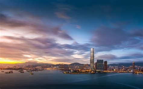 1400x875 Landscape Hong Kong Harbor Skyscraper Cityscape Ferry Sea