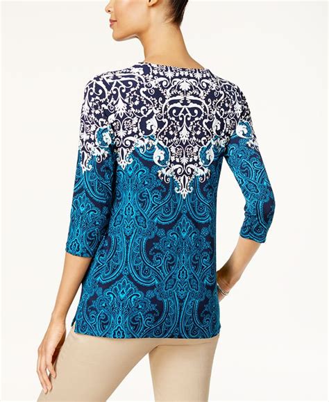 Jm Collection Petite Printed Embellished Tunic Created For Macys