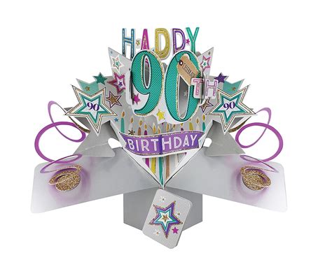 Happy 90th Birthday Pop Up Greeting Card Original Second Nature 3d Pop