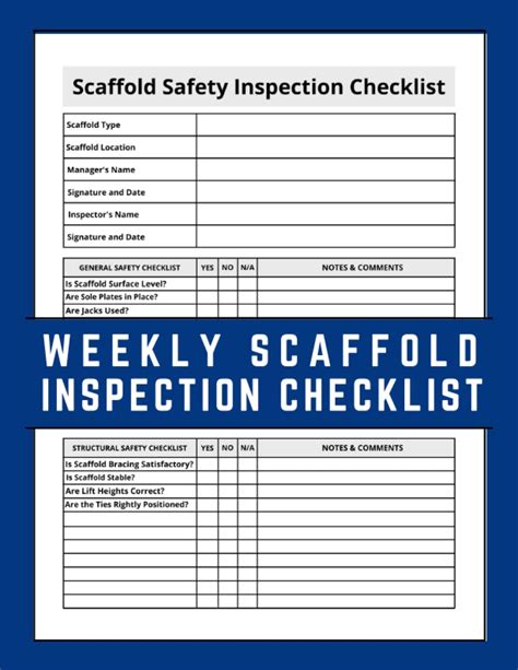 Buy Weekly Scaffold Inspection Checklist Scaffold Safety Inspection