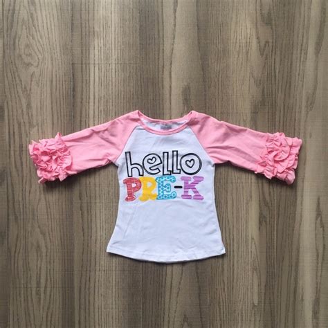 New Fall Icing Sleeve Baby Girls Boutique Hello Pre K Cute Pink White