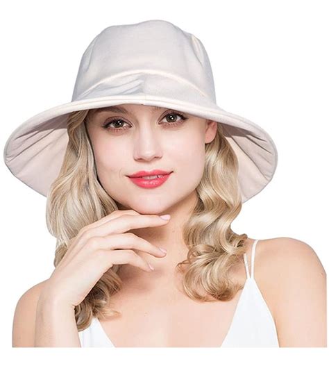 Womens Summer Sun Hat Upf 50 Wide Brim Floppy Packable Beach Hat Off White Cc18d3rarso