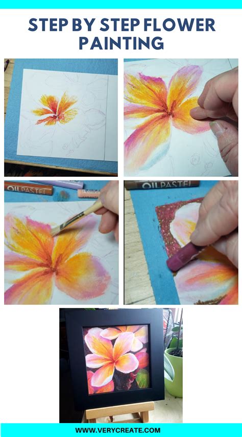 Step By Step Flower Painting Tutorial Oil Pastel Drawings Easy