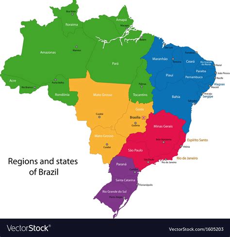 Colorful Brazil Map Royalty Free Vector Image VectorStock