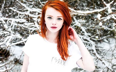 Women Women Outdoors Snow Redhead Wallpapers Hd Desktop And Mobile