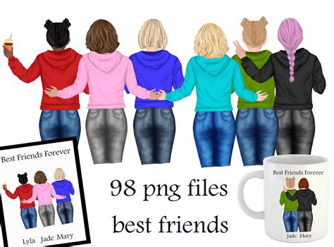 Best Friends Clipart Sisters Clipart Bff Clipart Bff Custom Etsy