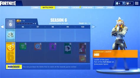 All Season 6 Tiers Tier 100 Skinall Emotes Battle Pass Fortnite