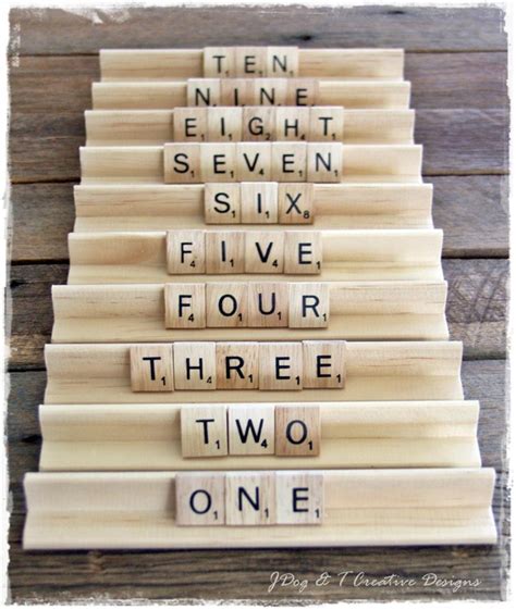 Set Of 10 Wooden Scrabble Tile Rack Holders Letters