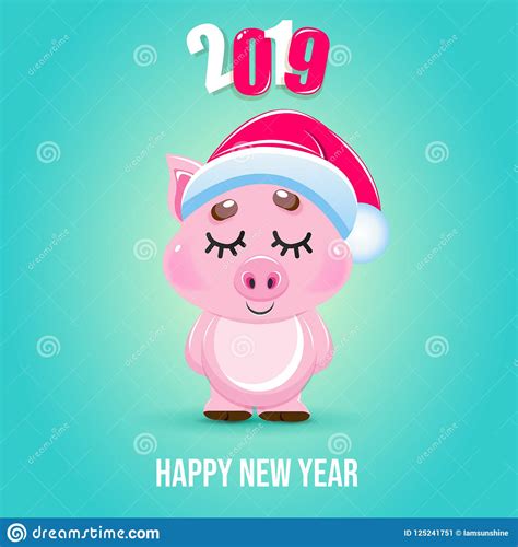 Cute Cartoon Vector Pink Pig Animal Of New Year 2019